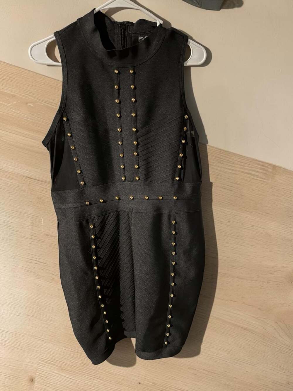 Fashion Nova Black Studded Sleeveless Bandage Mini Dress Size 1X